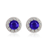 925 Silver Ruby Sapphire Pink Crystal Studs