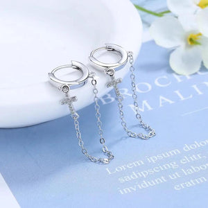925 Silver Daisy Flower Cross Coin Hoop Earrings Women Jewelry Gift