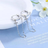 925 Silver Daisy Flower Cross Coin Hoop Earrings Women Jewelry Gift