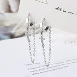 925 Silver Daisy Flower Cross Coin Hoop Earrings Women Jewelry Gift