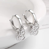 925 Silver Daisy Flower Cross Coin Hoop Earrings Women Jewelry Gift