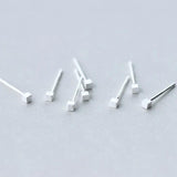 925 Silver Cube Stud Earrings for Women Daily Jewelry
