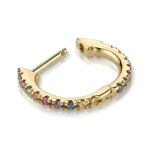 925 Sterling Silver Hoop Earrings Colorful Zircon Round Fine Jewelry