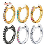 925 Sterling Silver Hoop Earrings Colorful Zircon Round Fine Jewelry