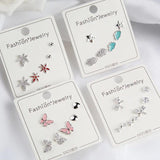 Crystal Earrings Set 925 Sterling Silver Zircon Stone Jewelry for Women