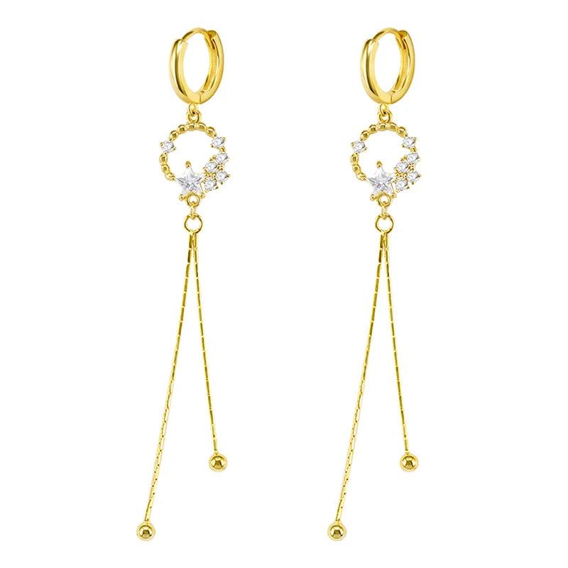 Bohemian Style 925 Sterling Silver Tassel Hoop Earrings