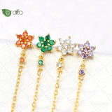 925 Silver Tassel Flower Earrings for Women Hoop Stud Jewelry