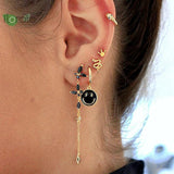 925 Silver Tassel Flower Earrings for Women Hoop Stud Jewelry