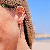 925 Silver Tassel Flower Earrings for Women Hoop Stud Jewelry