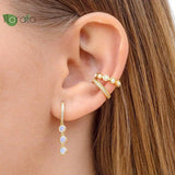925 Silver Tassel Flower Earrings for Women Hoop Stud Jewelry