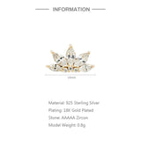 925 Flower Stud Earrings 18K Plated Wedding Party Jewelry