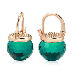 Elegant Glass Ball Drop Earrings 585 Rose Wedding Jewelry