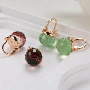 Elegant Glass Ball Drop Earrings 585 Rose Wedding Jewelry