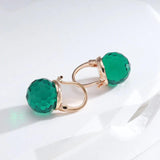 Elegant Glass Ball Drop Earrings 585 Rose Wedding Jewelry