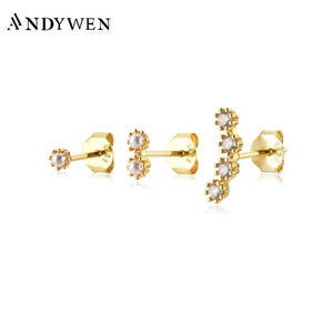 925 Silver 3pcs/Set Piercing Stud Earrings Women Jewelry Party