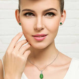 925 Sterling Silver Green Chrysoprase Stud Earrings