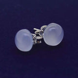 925 Sterling Silver Green Chrysoprase Stud Earrings
