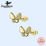 925 Silver Butterfly CZ Stud Earrings Wedding Party S925 Jewelry