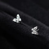 925 Silver Butterfly CZ Stud Earrings Wedding Party S925 Jewelry