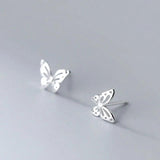 925 Silver Butterfly CZ Stud Earrings Wedding Party S925 Jewelry