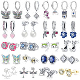 925 Silver CZ Stud Earrings Star Butterfly Unicorn