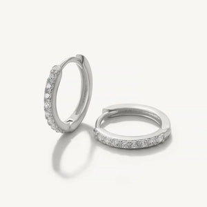 925 Silver Zircon Circle Earrings Small Hoop Men Teen Jewelry