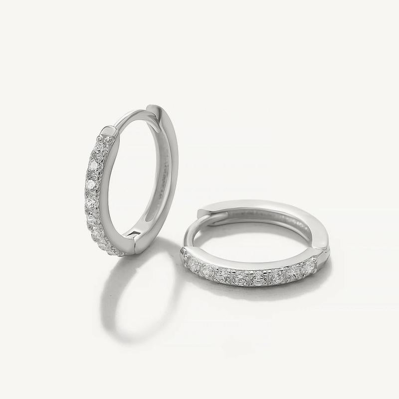 925 Silver Zircon Circle Earrings Small Hoop Men Teen Jewelry