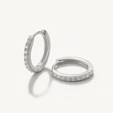 925 Silver Zircon Circle Earrings Small Hoop Men Teen Jewelry