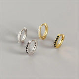 925 Silver Zircon Circle Earrings Small Hoop Men Teen Jewelry