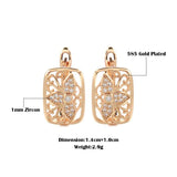 Hollow Trefoil Zircon Earrings Golden Spiral Clip Retro European Jewelry