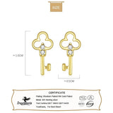 925 Sterling Silver Key CZ Stud Earring Wedding Jewelry