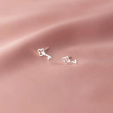 925 Sterling Silver Key CZ Stud Earring Wedding Jewelry