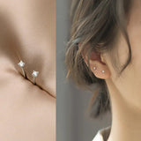 Mini Stud Earrings 2mmX2mm Zircon 925 Sterling Fine Jewelry