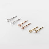 Mini Stud Earrings 2mmX2mm Zircon 925 Sterling Fine Jewelry