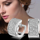 925 Silver Needle Stud Earrings 3 Row Rhinestone Jewelry