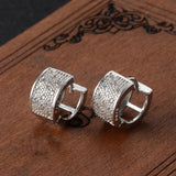 925 Silver Needle Stud Earrings 3 Row Rhinestone Jewelry