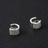 925 Silver Needle Stud Earrings 3 Row Rhinestone Jewelry