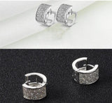 925 Silver Needle Stud Earrings 3 Row Rhinestone Jewelry