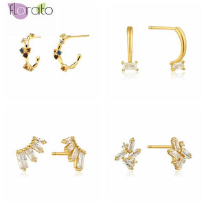 Crystal Stud Earrings 925 Silver CZ Ear Studs Jewelry Gift