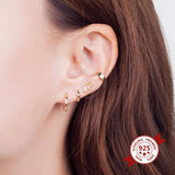 Crystal Stud Earrings 925 Silver CZ Ear Studs Jewelry Gift