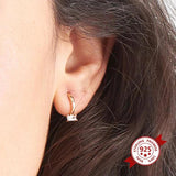 Crystal Stud Earrings 925 Silver CZ Ear Studs Jewelry Gift