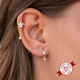 925 Silver Diamond Crystal Zircon Stud Earrings