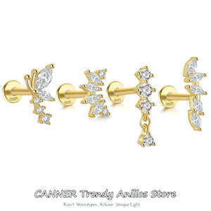 925 Silver Piercing Cartilage Flat Back Stud Earrings for Women