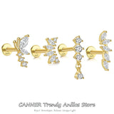 925 Silver Piercing Cartilage Flat Back Stud Earrings for Women