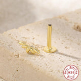 925 Silver Piercing Cartilage Flat Back Stud Earrings for Women