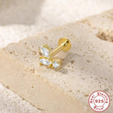 925 Silver Piercing Cartilage Flat Back Stud Earrings for Women