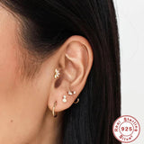 925 Silver Piercing Cartilage Flat Back Stud Earrings for Women