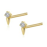 925 Silver CZ Spike Stud Earrings For Women Classic Christmas Jewelry