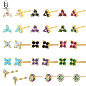 925 Silver CZ Spike Stud Earrings For Women Classic Christmas Jewelry