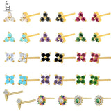 925 Silver CZ Spike Stud Earrings For Women Classic Christmas Jewelry